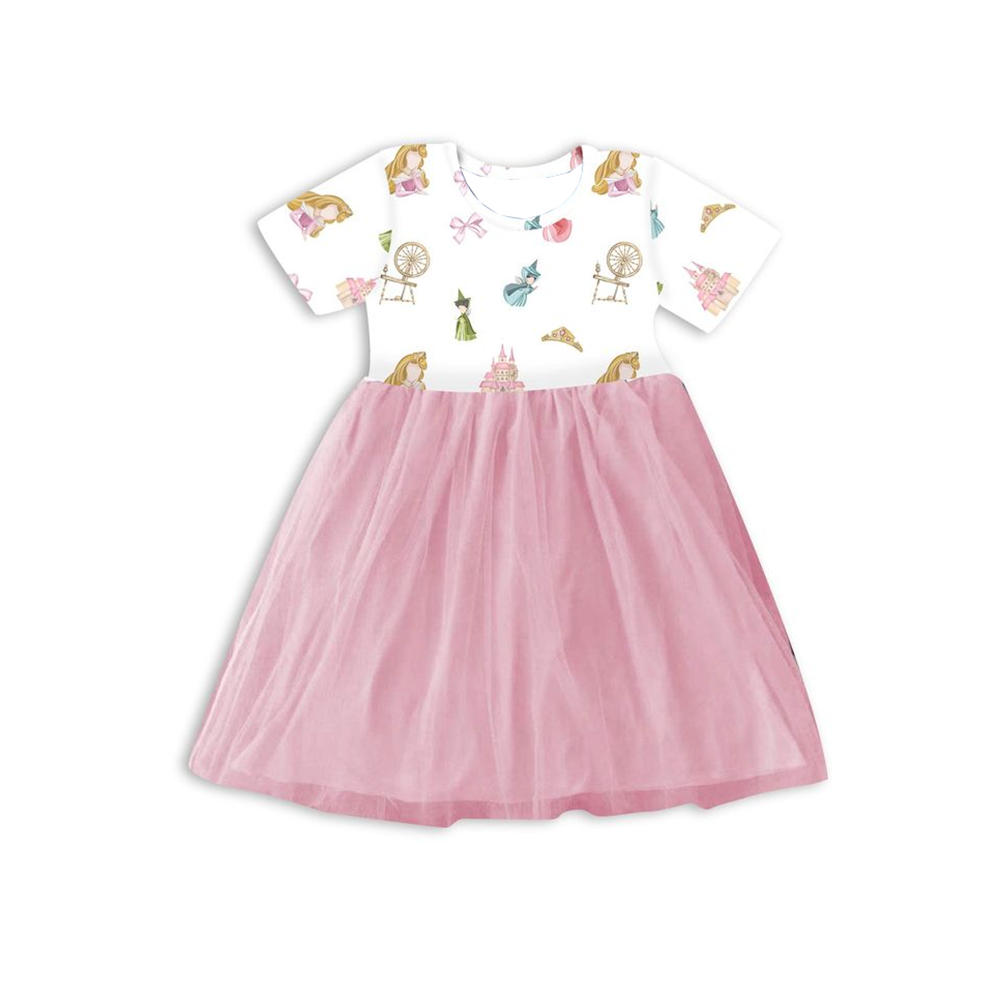 Toddler Girl Tulle Party Dress - Yürümeye başlayan kız prenses baskı elbise