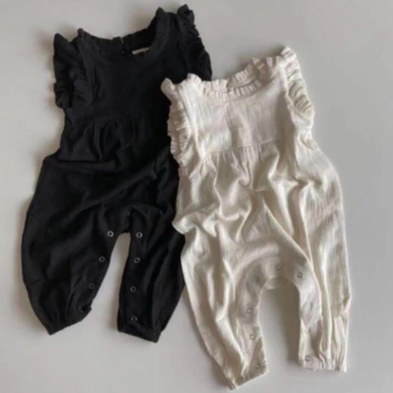 Baby Summer Linen Sleeveless Jumpsuit - 2026 Yaz Koleksiyonu Yeni Bebek Tulumları,