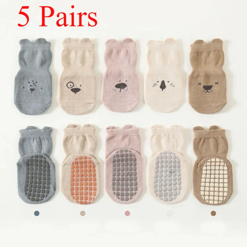 Unisex Baby Socks Non Slip - 3/5 Çift Nefes Alabilen Günlük Çoraplar