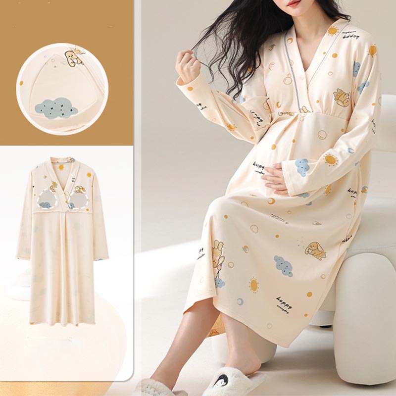 Maternity Wear - Hamilelik İlkbahar ve Sonbahar Pamuklu Emzirme