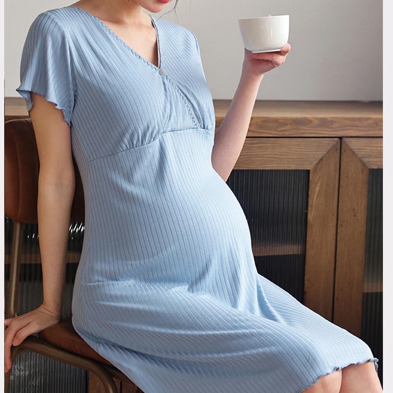 Maternity Wear - Hamile Hemşireliği Gecelikleri Dolgulu Yazlık Hamile