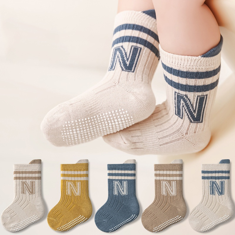 3 çift/grup çocuk Pamuk Mektup - Unisex Baby Socks Non Slip incelemesi ve fiyatı